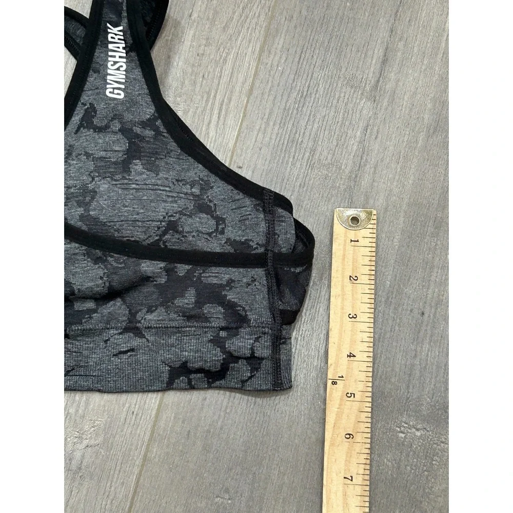 Gymshark Sports Bra Womens S? Black Gray Camo Strappy Back Medium Support‎ Gym